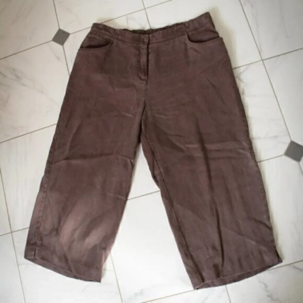 j.jill pants size 12 brown capris linen